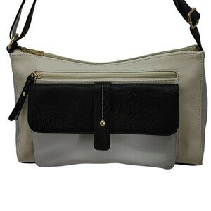 RELIC by FOSSIL Faux Leather Black Gray Ivory Colorblock Messenger Crossbody